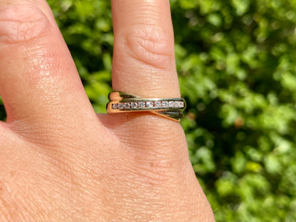 9ct Gold Diamond Crossover Ring