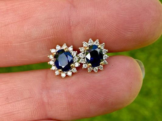 18ct Gold Sapphire & Diamond Earrings