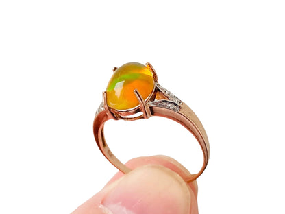 9ct Gold Opal & Diamond Ring