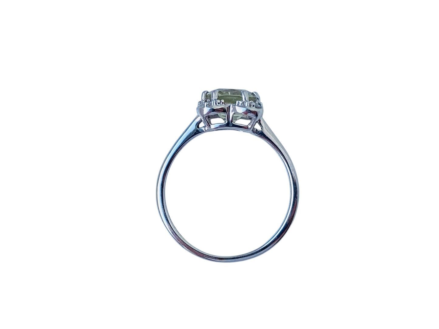 9ct Gold Prasiolite & Diamond Ring