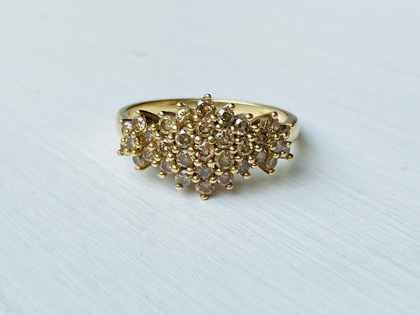 9ct Gold Champagne Diamond Cluster Ring