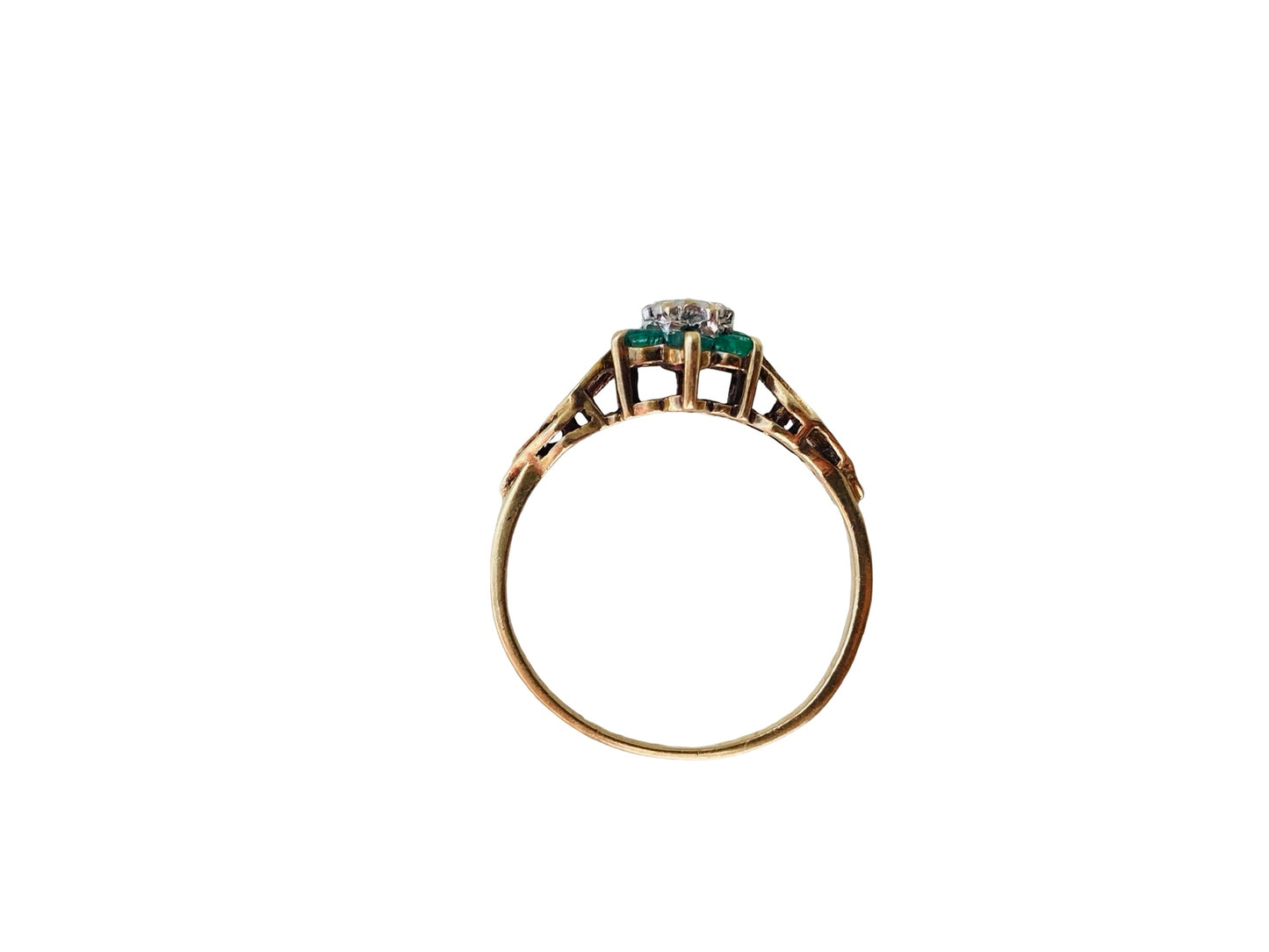 Vintage 9ct Gold Emerald & Diamond Ring