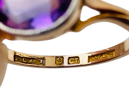 Antique 9ct Gold & Platinum Amethyst Ring