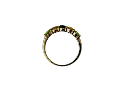 9ct Gold Peridot, Citrine & Diopside Ring