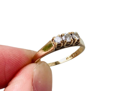 Vintage 9ct Gold Diamond Three Stone Ring