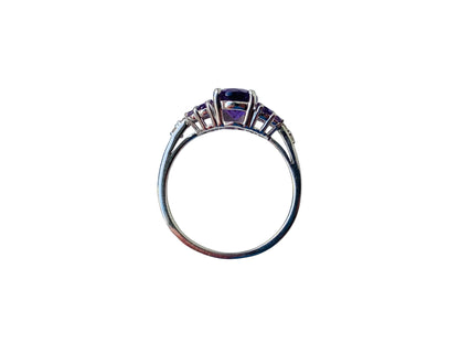 9ct Gold Amethyst & Diamond Ring