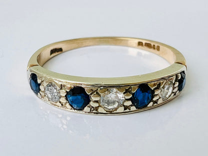 Vintage 9ct Gold Sapphire & Diamond Ring