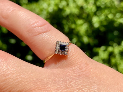 Vintage 9ct Gold Sapphire & Diamond Ring
