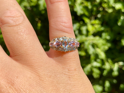 9ct Gold Pink Topaz & Beryl Ring