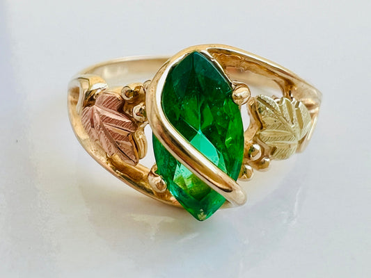 9ct Gold Synthetic Emerald Ring