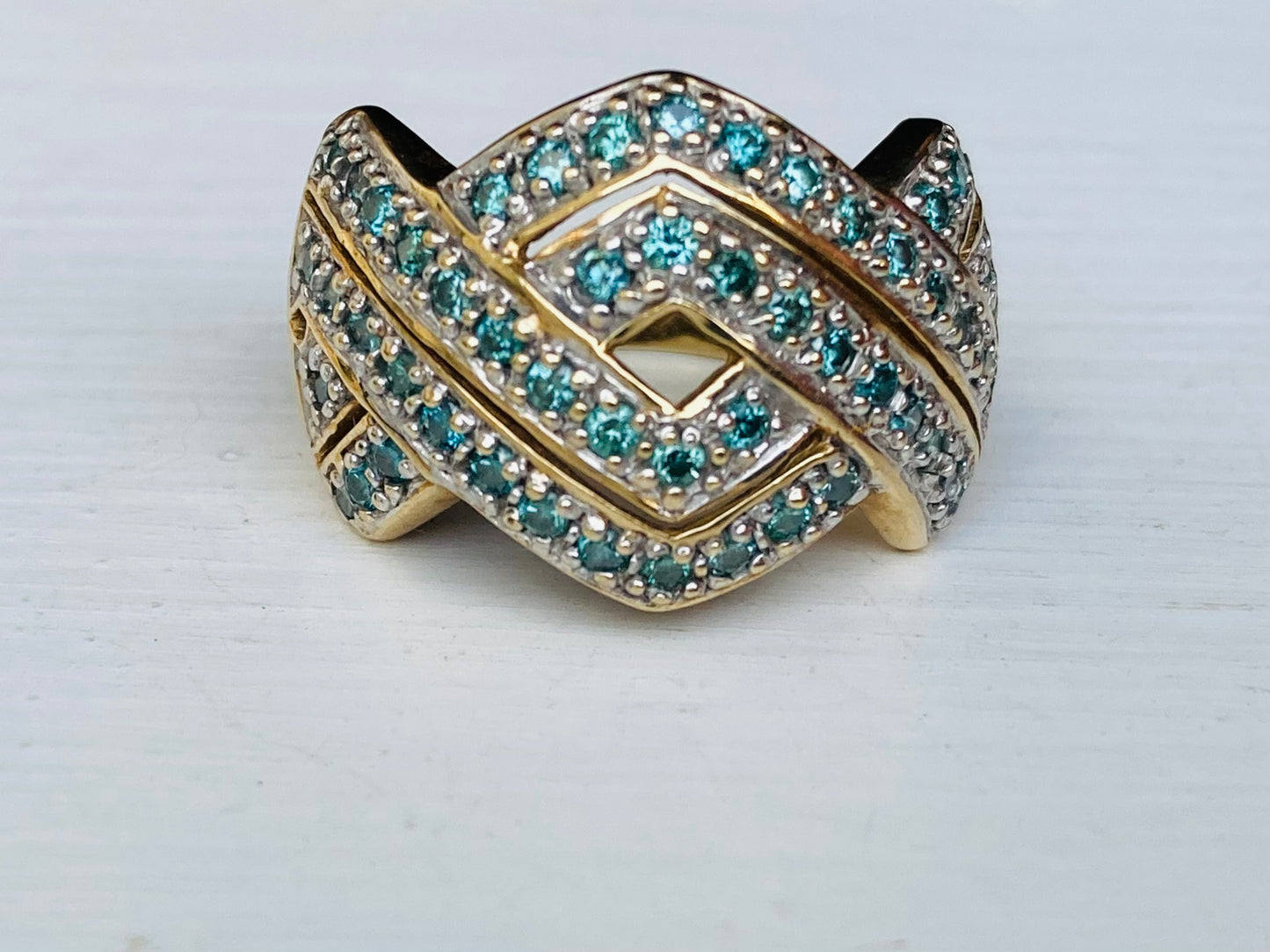 10ct Gold Blue Diamond Ring