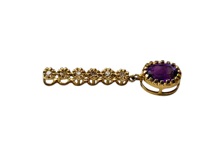 9ct Gold Amethyst & Diamond Pendant