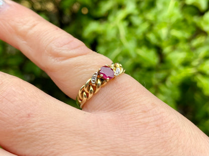 14ct Gold Ruby & Diamond Ring