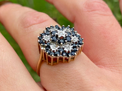 Vintage 9ct Gold Sapphire & Diamond Ring