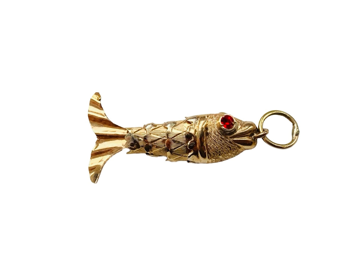 Vintage 14ct Gold Articulated Fish Pendant