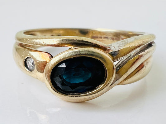 9ct Gold Sapphire & Diamond Ring