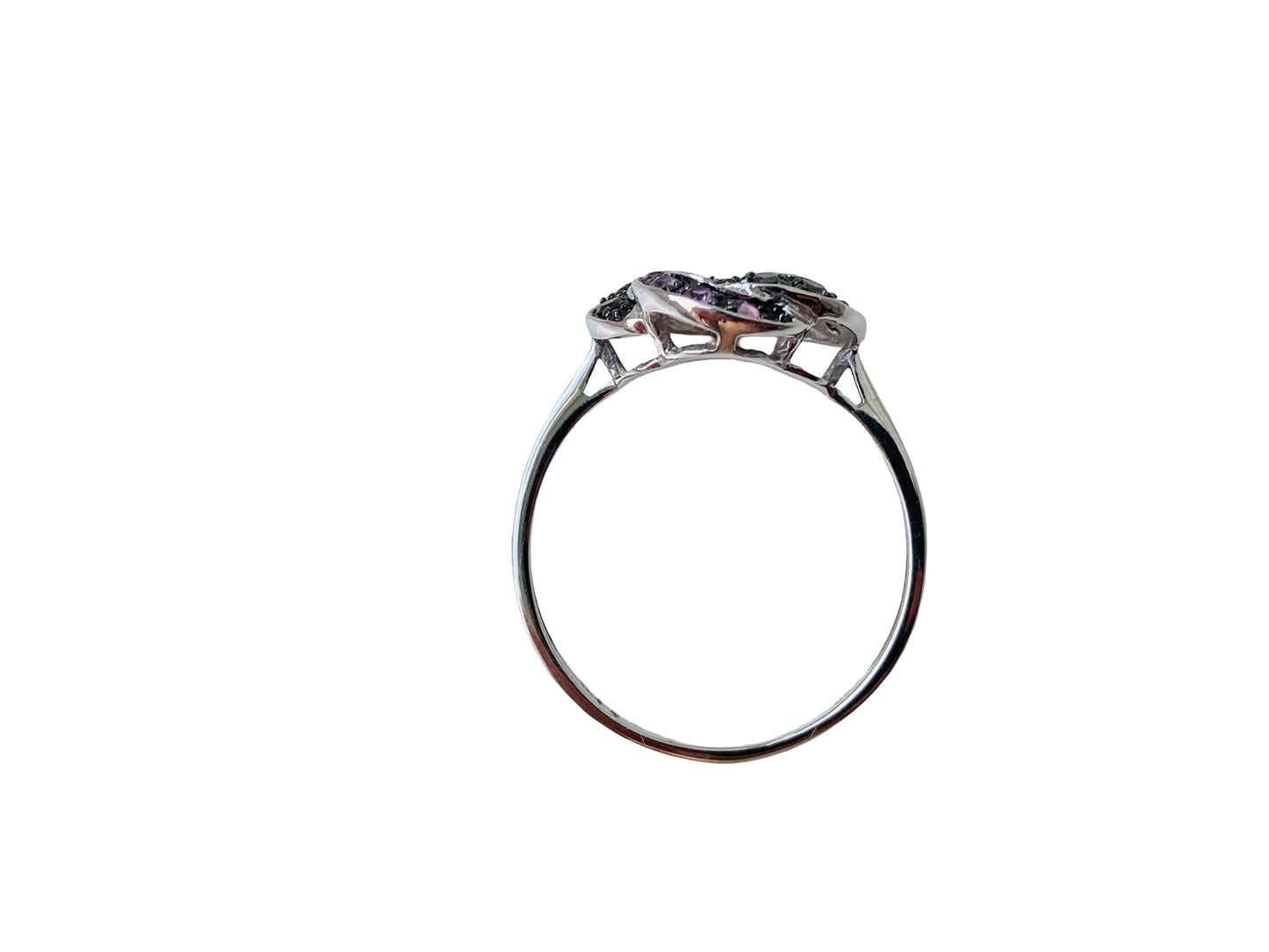 9ct Gold Pink Sapphire & Black Diamond Ring