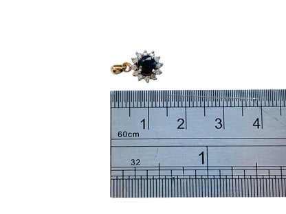 9ct Gold Sapphire & Diamond Pendant
