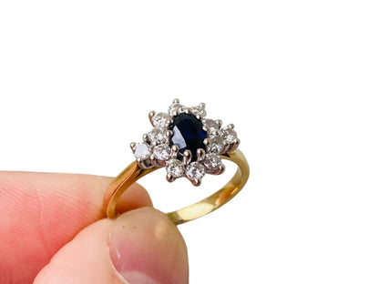 Vintage 18ct Gold Sapphire & Diamond Ring