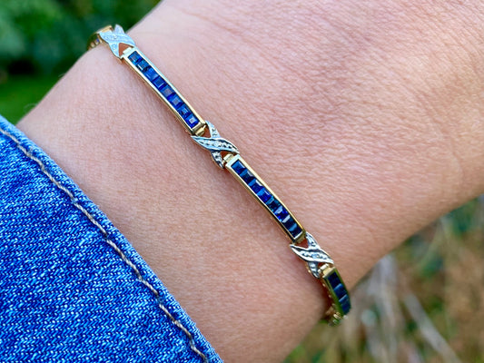 9ct Gold Sapphire & Diamond Bracelet