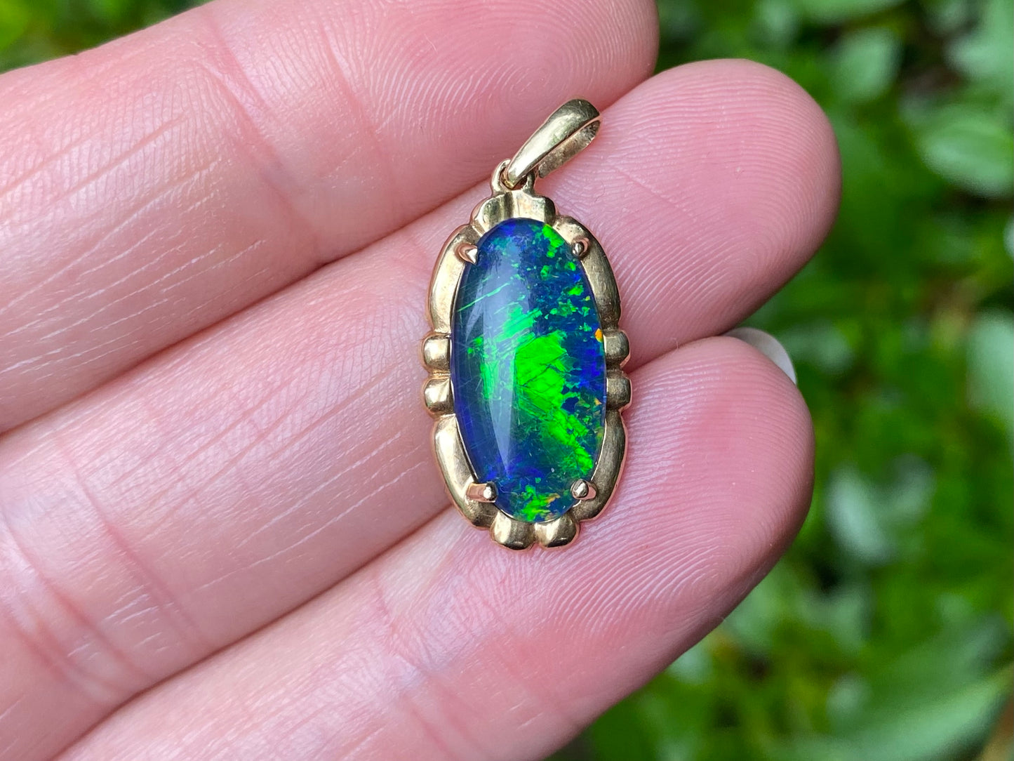 14ct Gold Black Opal Doublet Pendant