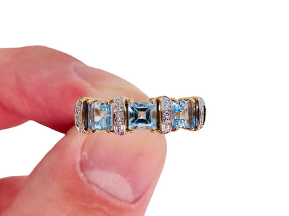 9ct Gold Topaz & Diamond Ring