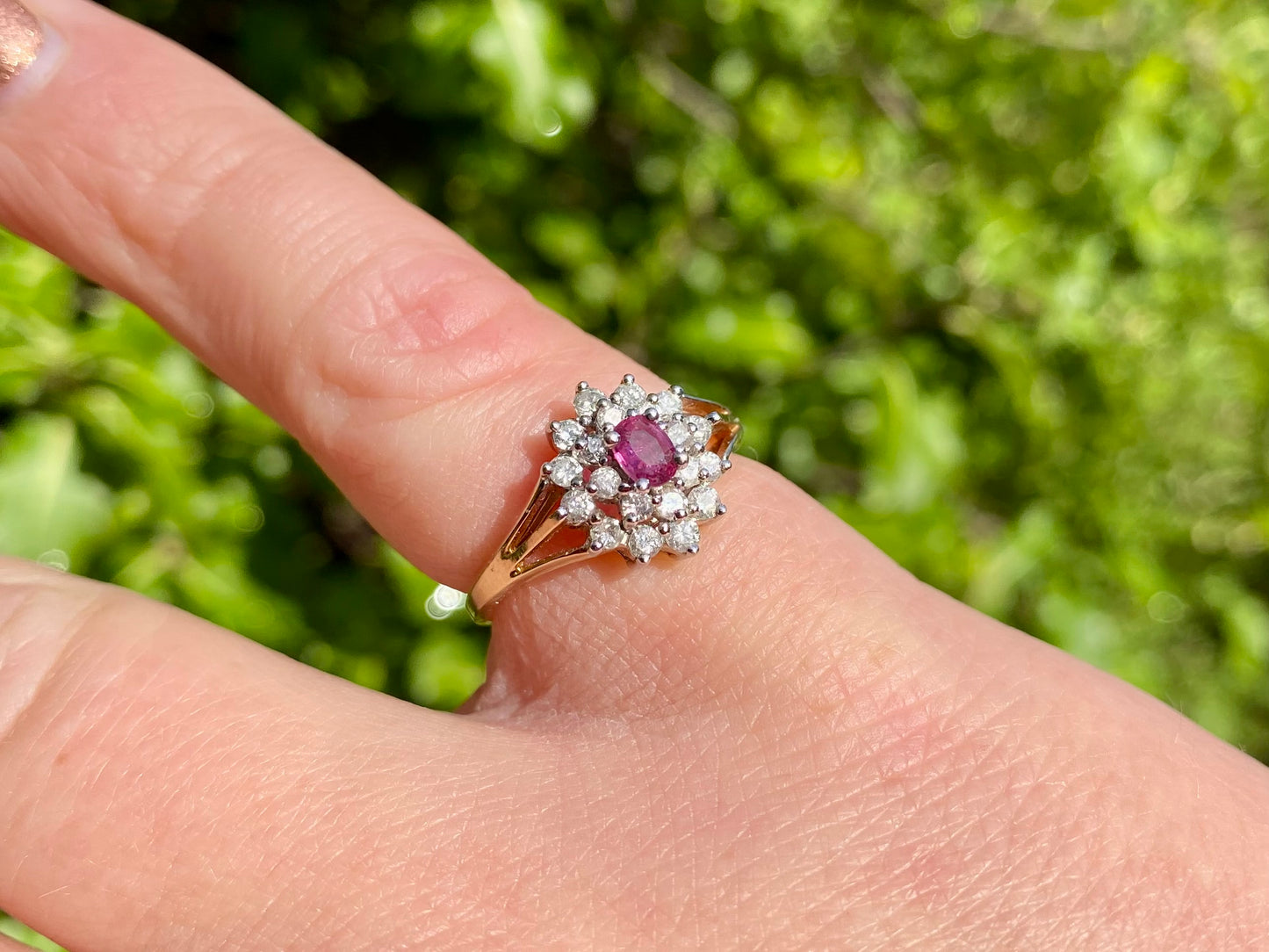 Vintage 9ct Gold Ruby & Diamond Ring