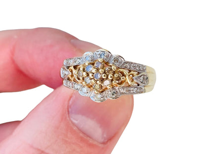 9ct Gold Champagne & White Diamond Ring