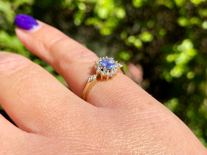 9ct Gold Sapphire & Diamond Cluster Ring