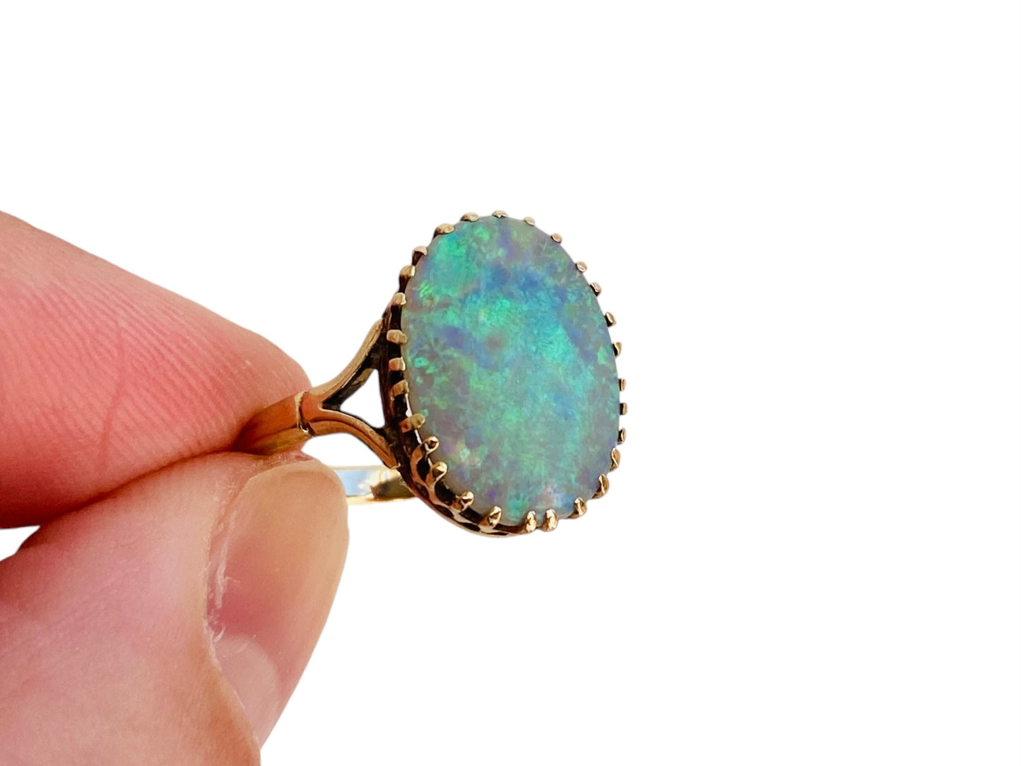 Antique 9ct Gold Opal Doublet Ring