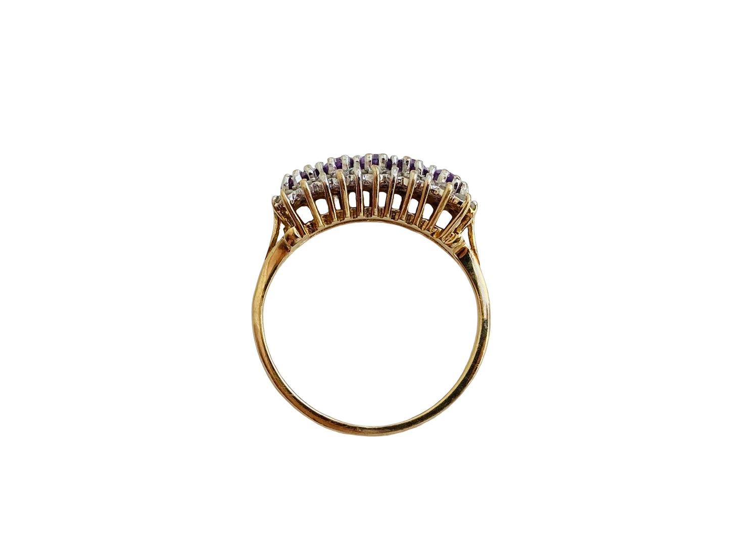 Vintage 9ct Gold Amethyst & Diamond Ring