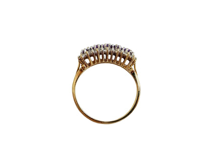 Vintage 9ct Gold Amethyst & Diamond Ring