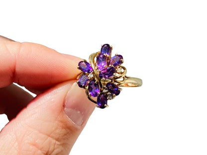 9ct Gold Amethyst & Diamond Ring