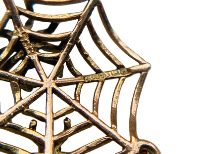 Vintage 9ct Gold Spider Web Pendant Or Charm