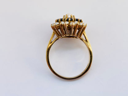 Vintage 9ct Gold Sapphire & Pearl Ring