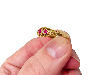 Antique 18ct Gold Ruby & Diamond Ring