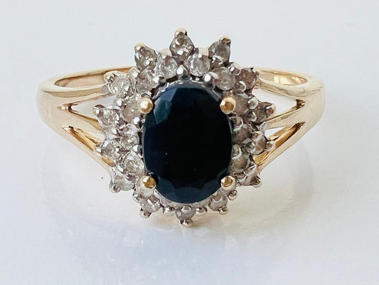 9ct Gold Sapphire & Diamond Ring