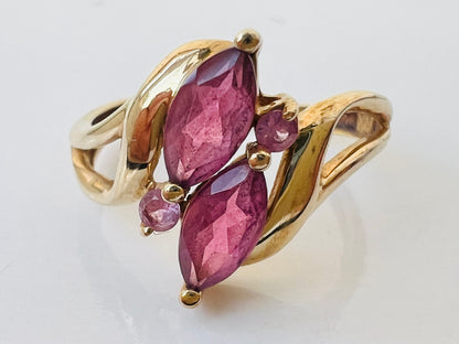 9ct Gold Pink Tourmaline & Pink Sapphire Ring