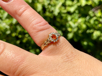 9ct Gold Citrine & Diamond Ring