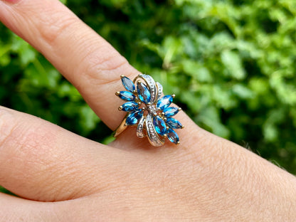 9ct Gold Topaz & Diamond Ring