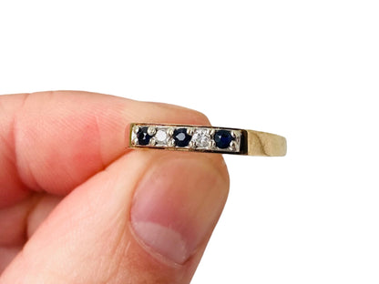 Vintage 9ct Gold Sapphire & Diamond Ring