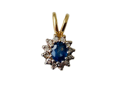 9ct Gold Sapphire & Diamond Pendant