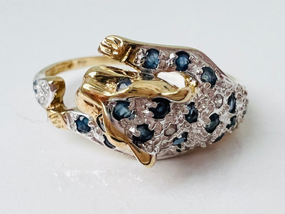 9ct Gold Sapphire & Diamond Panther Ring