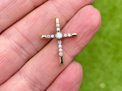 9ct Gold Diamond Cross Pendant