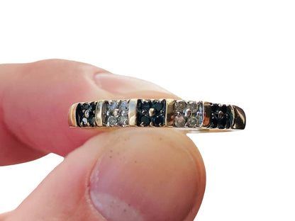 9ct Gold Black & White Diamond Ring