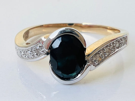 9ct Gold Sapphire & Diamond Ring