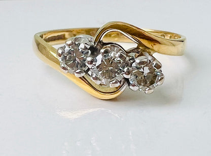 Vintage 18ct Gold Three-Stone Diamond Ring