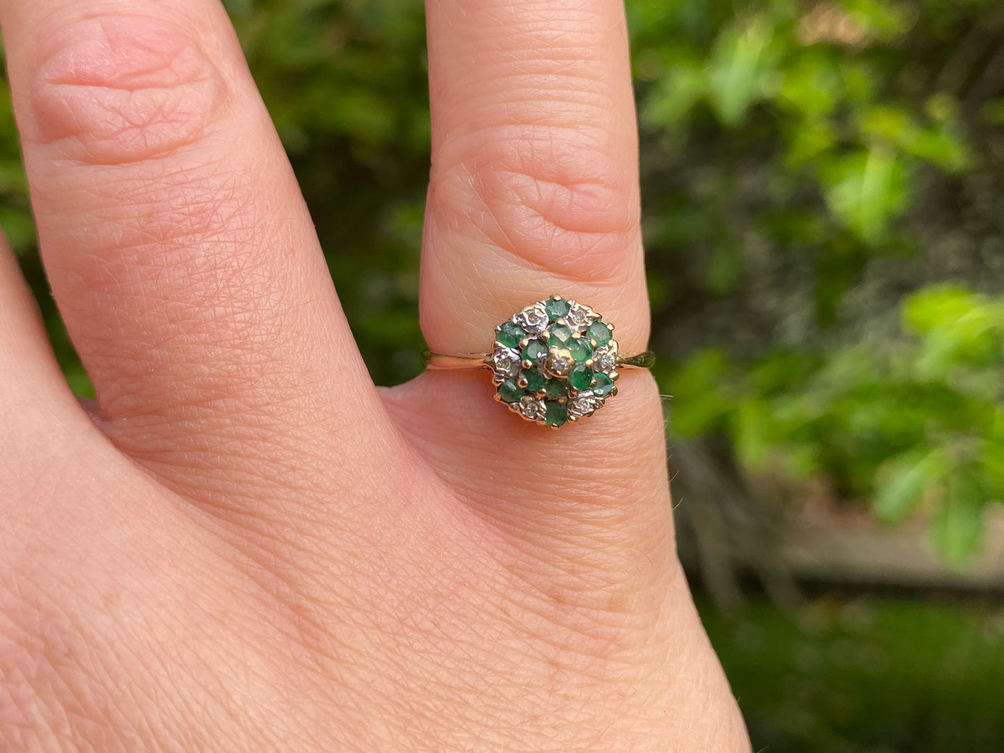 9ct Gold Emerald & Diamond Ring