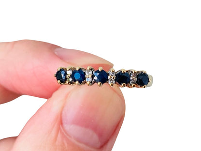 Vintage 9ct Gold Sapphire & Diamond Ring