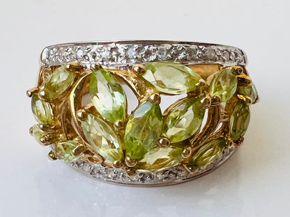 9ct Gold Peridot & Diamond Ring